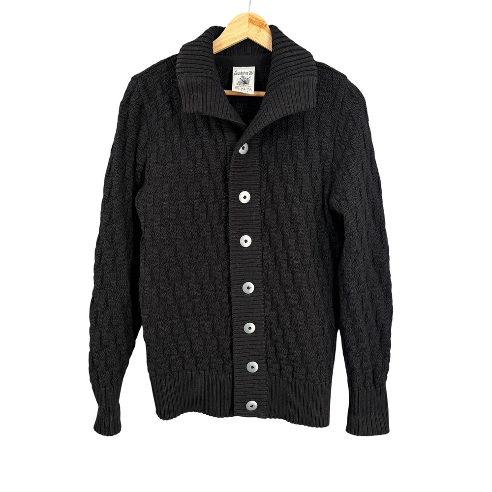 S.N.S. Herning Stark Cardigan‎ Size Small Black Pure New Wool Knitted in Denmark